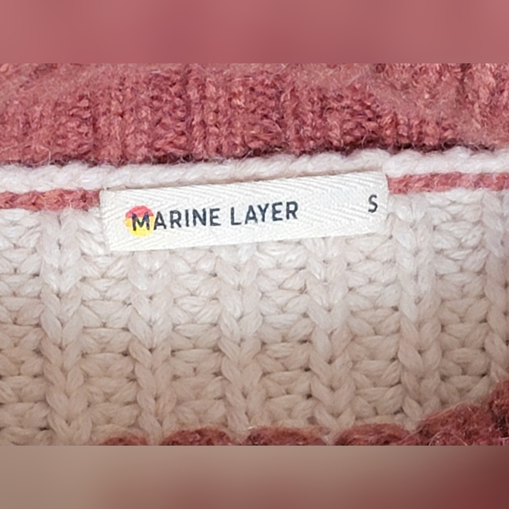 Marine Layer Juniper Oversized Colorblock Turtleneck Sweater Womens S Cream Pink - Picture 7 of 13